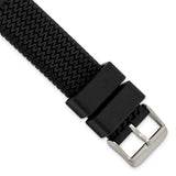 18mm Black Tread Silicone Rubber Stainless Steel Buckle Watch Band