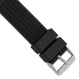 20mm Black Tread Silicone Rubber Stainless Steel Buckle Watch Band