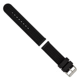DeBeer 22mm Black Tread Silicone Rubber with Brushed Stainless Steel Buckle 7.75 inch Watch Band