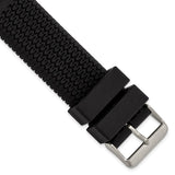 DeBeer 22mm Black Tread Silicone Rubber with Brushed Stainless Steel Buckle 7.75 inch Watch Band