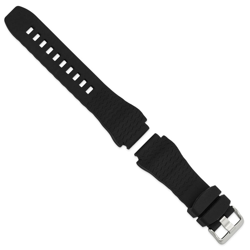 22mm Black Zigzag Silicone Rubber Stainless Steel Buckle Watch Band