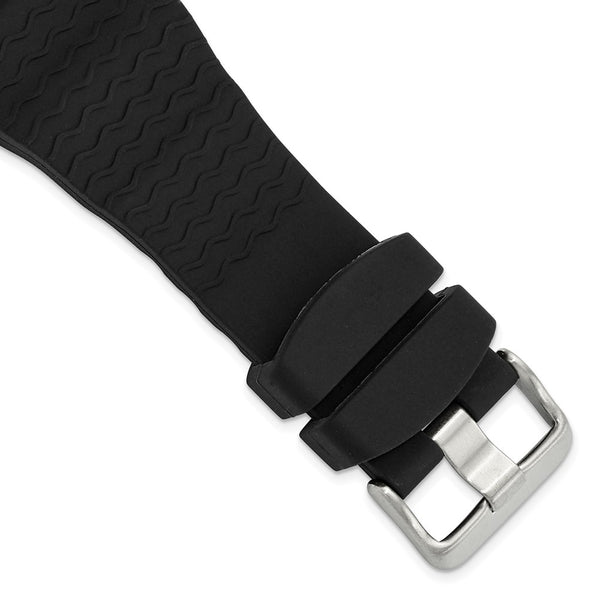 22mm Black Zigzag Silicone Rubber Stainless Steel Buckle Watch Band