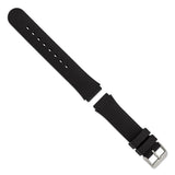 DeBeer 18mm Black Smooth Silicone Rubber with Brushed Stainless Steel Buckle 8 inch Watch Band