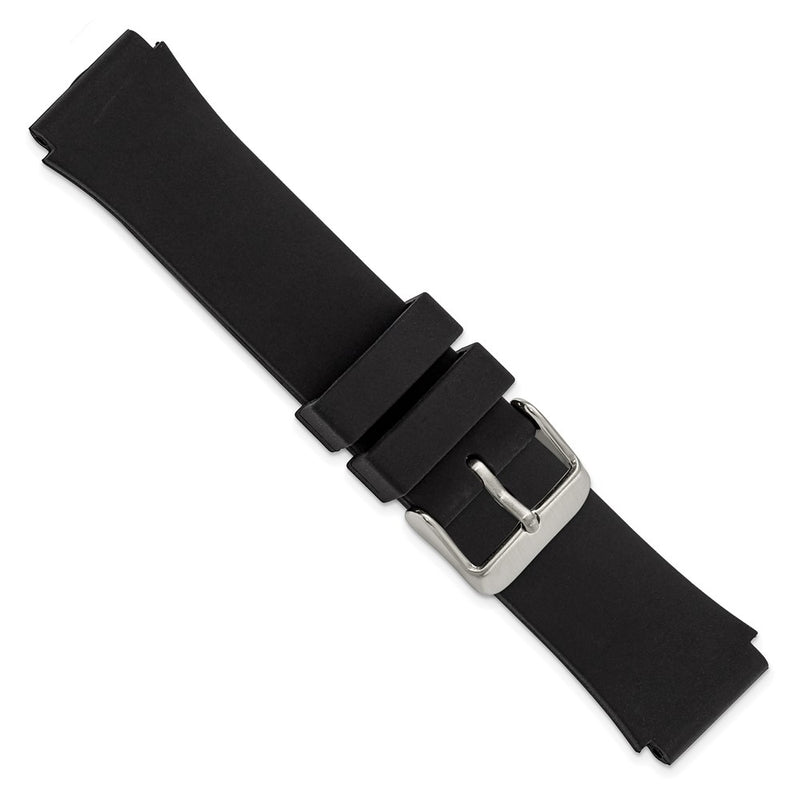 DeBeer 18mm Black Smooth Silicone Rubber with Brushed Stainless Steel Buckle 8 inch Watch Band