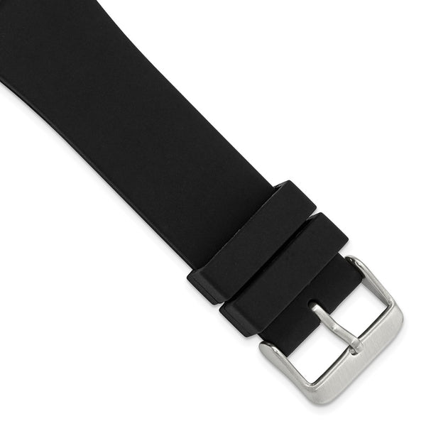 20mm Black Smooth Silicone Rubber Stainless Steel Buckle Watch Band