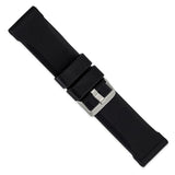 24mm Black Smooth Bevel Silicone Rubber Stainless Steel Buckle Watch Band