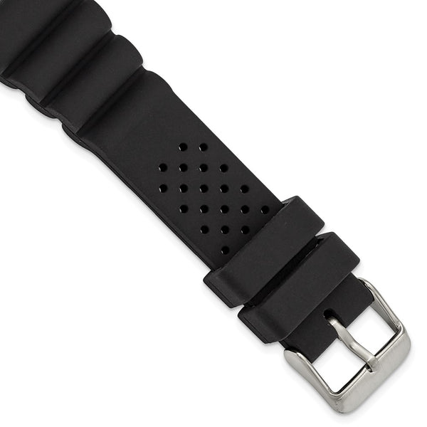 18mm Black Casio-Style Silicone Rubber Stainless Steel Buckle Watch Band
