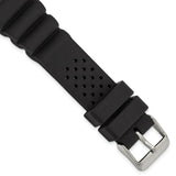 DeBeer 18mm Black Casio-Style Silicone Rubber with Brushed Stainless Steel Buckle 8.5 inch Watch Band