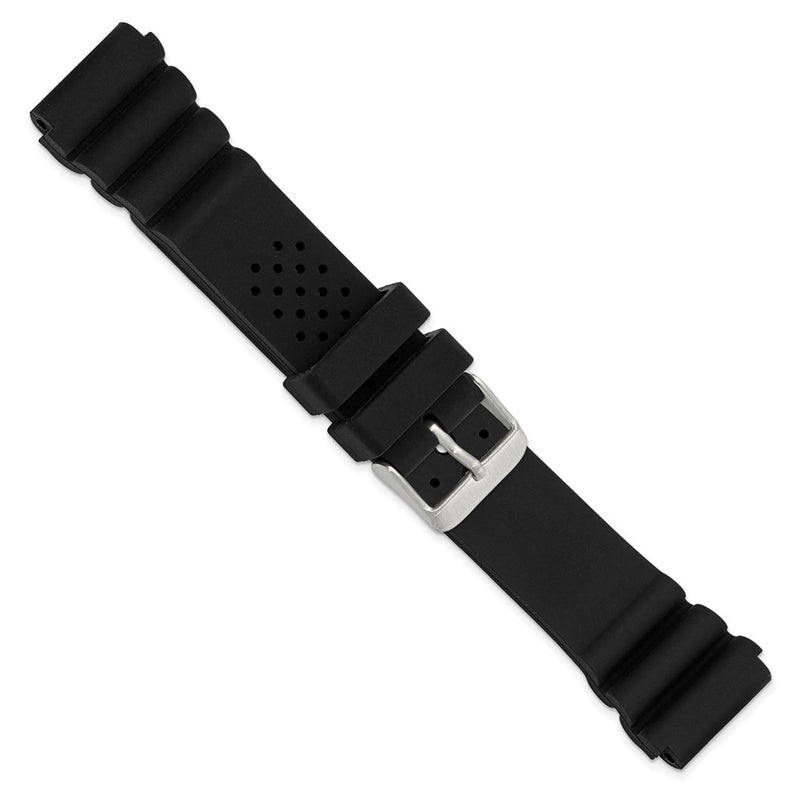 20mm Black Casio-Style Silicone Rubber Stainless Steel Buckle Watch Band
