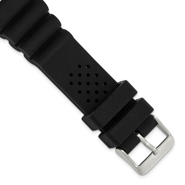 DeBeer 20mm Black Casio-Style Silicone Rubber with Brushed Stainless Steel Buckle 8.5 inch Watch Band