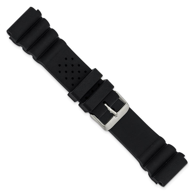 22mm Black Casio-Style Silicone Rubber Stainless Steel Buckle Watch Band