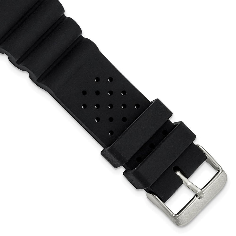 22mm Black Casio-Style Silicone Rubber Stainless Steel Buckle Watch Band