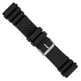 DeBeer 24mm Black Casio-Style Silicone Rubber with Brushed Stainless Steel Buckle 8.5 inch Watch Band
