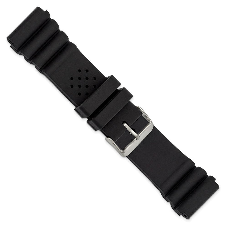 24mm Black Casio-Style Silicone Rubber Stainless Steel Buckle Watch Band