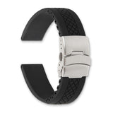 DeBeer 22mm Diver's Style Black Lattice Design Silicone Rubber with Brushed Stainless Steel Deployment Buckle 7.25 inch Watch Band