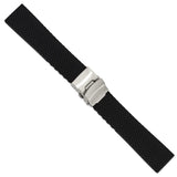 DeBeer 22mm Black Textured Silicone Rubber with Brushed Stainless Steel Deployment Buckle 7.5 inch Watch Band