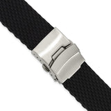 22mm Black Textured Silicone Stainless Steel Deployment Buckle Watch Band