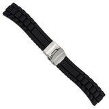 DeBeer 22mm Oyster Style Black Link Design Silicone Rubber with Brushed Stainless Steel Deployment Buckle 7.5 inch Watch Band