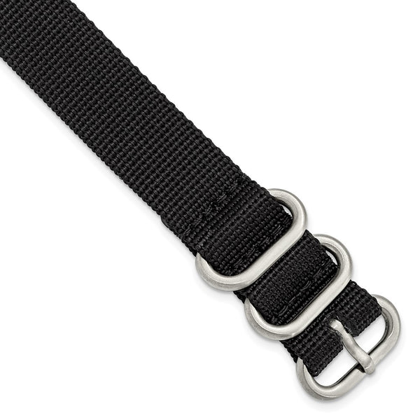 18mm 1-Piece Black Ballistic Nylon Steel Buckle Watch Band