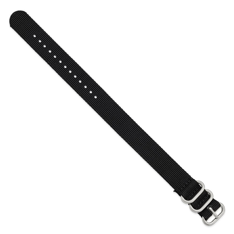 20mm 1-Piece Black Ballistic Nylon Steel Buckle Watch Band