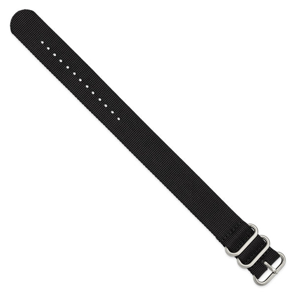 DeBeer 24mm One-Piece Black Military Ballistic G10Nylon with Brushed Stainless Steel Buckle 10.75 inch Watch Band