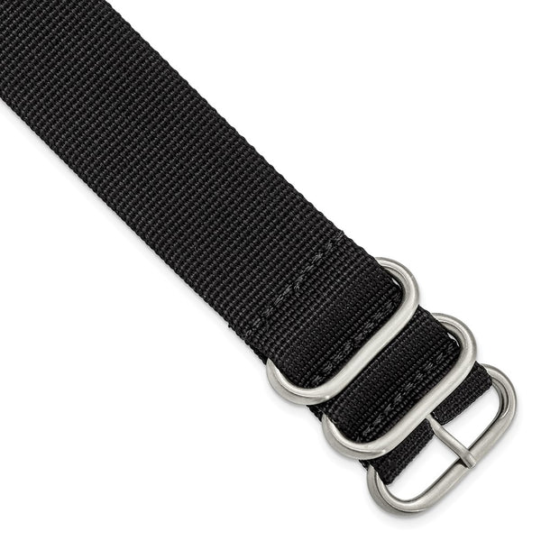 26mm 1-Piece Black Ballistic Nylon Steel Buckle Watch Band