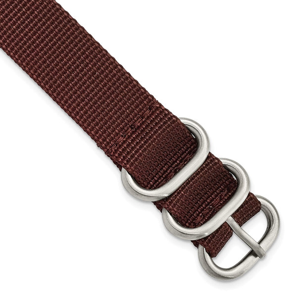 18mm 1-Piece Dark Brown Ballistic Nylon Steel Buckle Watch Band