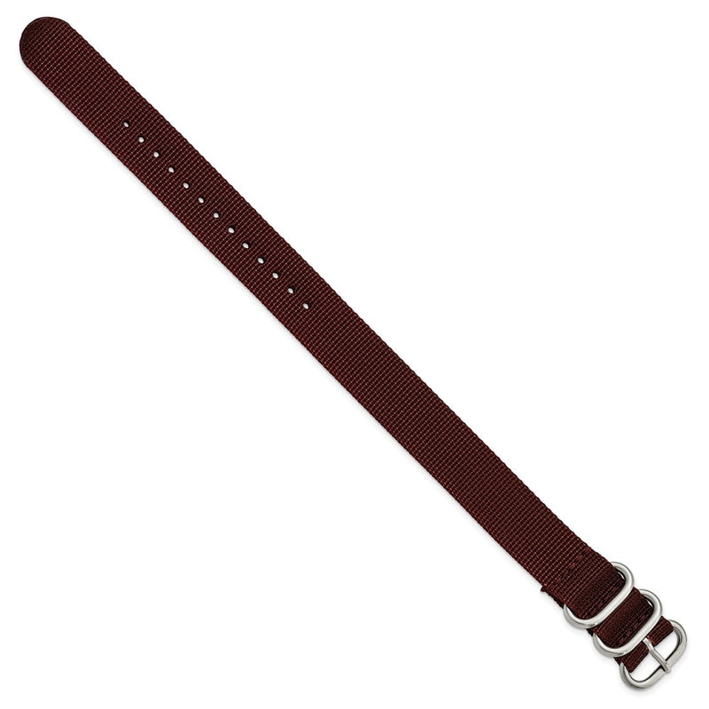 DeBeer 20mm One-Piece Brown Military Ballistic G10 Nylon with Brushed Stainless Steel Buckle 10.75 inch Watch Band