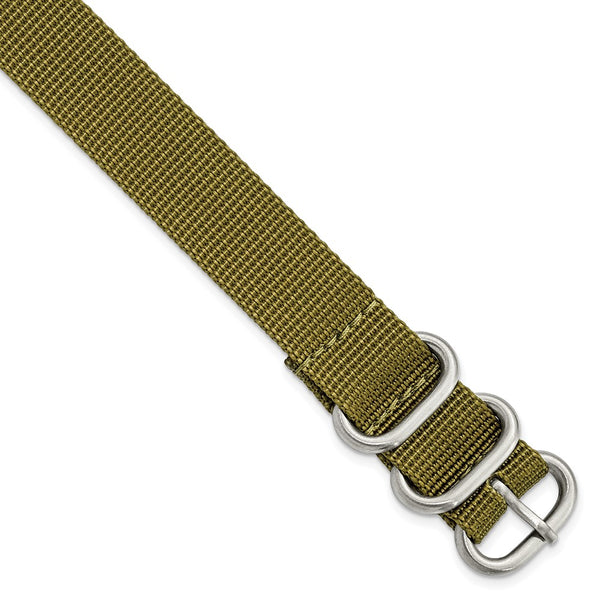 18mm 1-Piece Green Ballistic Nylon Steel Buckle Watch Band