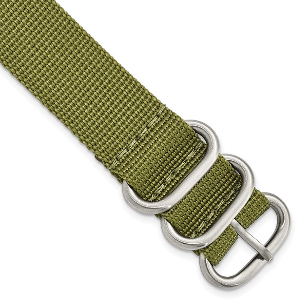 20mm 1-Piece Olive Green Ballistic Nylon Steel Buckle Watch Band