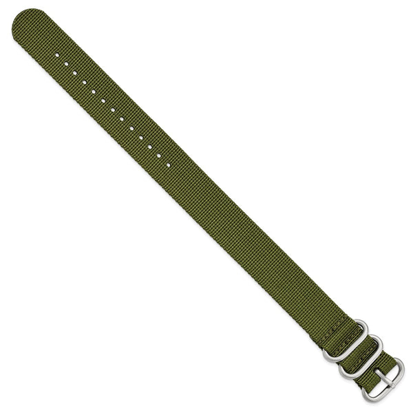 22mm 1-Piece Green Ballistic Nylon Steel Buckle Watch Band