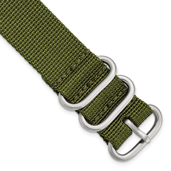 22mm 1-Piece Green Ballistic Nylon Steel Buckle Watch Band