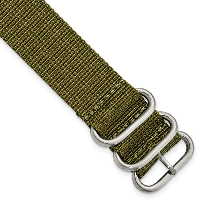 24mm 1-Piece Green Ballistic Nylon Steel Buckle Watch Band