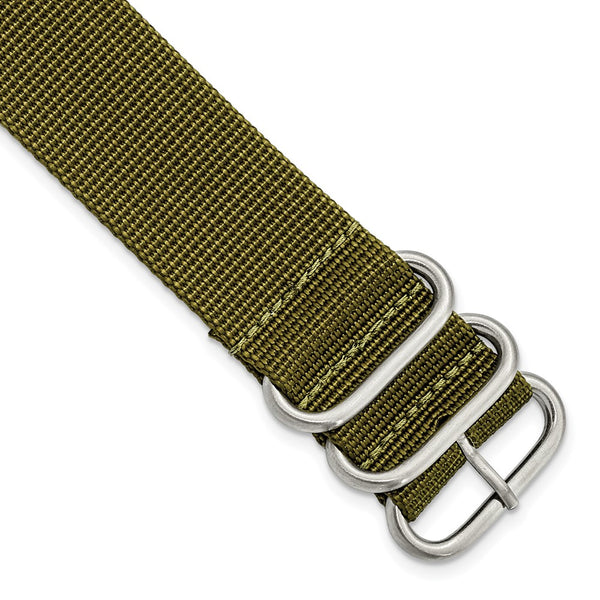 26mm 1-Piece Green Ballistic Nylon Steel Buckle Watch Band