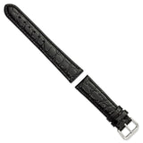 DeBeer 18mm Short Black Alligator Grain Leather with Silver-tone Buckle 6.75 inch Watch Band