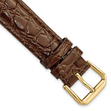DeBeer 17mm Dark Brown Alligator Grain Leather with Gold-tone Buckle 7.5 inch Watch Band
