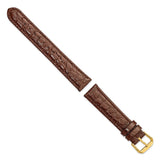 DeBeer 18mm Dark Brown Alligator Grain Leather with Gold-tone Buckle 7.5 inch Watch Band
