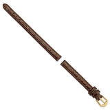 DeBeer 8mm Dark Brown Alligator Grain Leather with Gold-tone Buckle 6.75 inch Watch Band