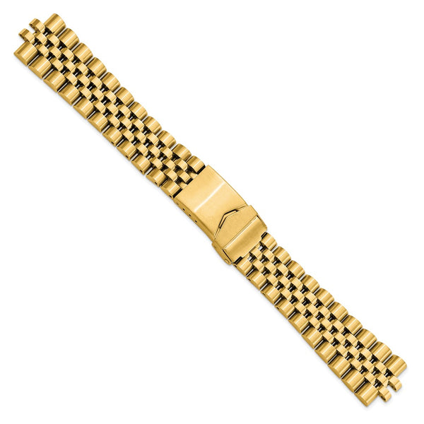 18-22mm Gold-tone Jubilee-style w/Deployment Buckle Solid Watch Band