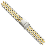DeBeer 20-22mm Satin and Polished Two-tone Stainless Steel Breitling Pilot-Style Solid Links with Deployment Buckle 7.5 inch Watch Band