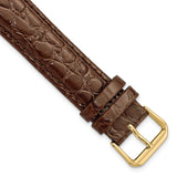 20mm Extra Long Dark Brown Alligator Grain Gold-tone Buckle Watch Band