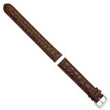 19mm Extra Long Dark Brown Alligator Grain Silver-tone Buckle Watch Band