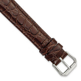 DeBeer 16mm Brown Alligator Grain Leather with Silver-tone Buckle 7.5 inch Watch Band