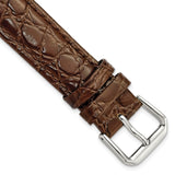 17mm Dark Brown Alligator Grain Leather Silver-tone Buckle Watch Band