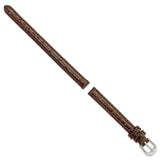 DeBeer 8mm Brown Alligator Grain Leather with Silver-tone Buckle 6.75 inch Watch Band
