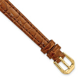 DeBeer 10mm Havana Alligator Grain Leather with Gold-tone Buckle 6.75 inch Watch Band