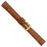 14mm Brown Alligator Grain Leather Gold-tone Buckle Watch Band