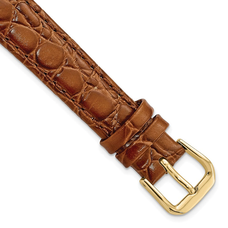 DeBeer 14mm Havana Alligator Grain Leather with Gold-tone Buckle 6.75 inch Watch Band