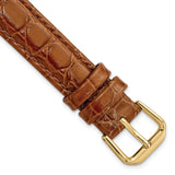 15mm Brown Alligator Grain Leather Gold-tone Buckle Watch Band