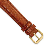 DeBeer 16mm Havana Alligator Grain Leather with Gold-tone Buckle 7.5 inch Watch Band